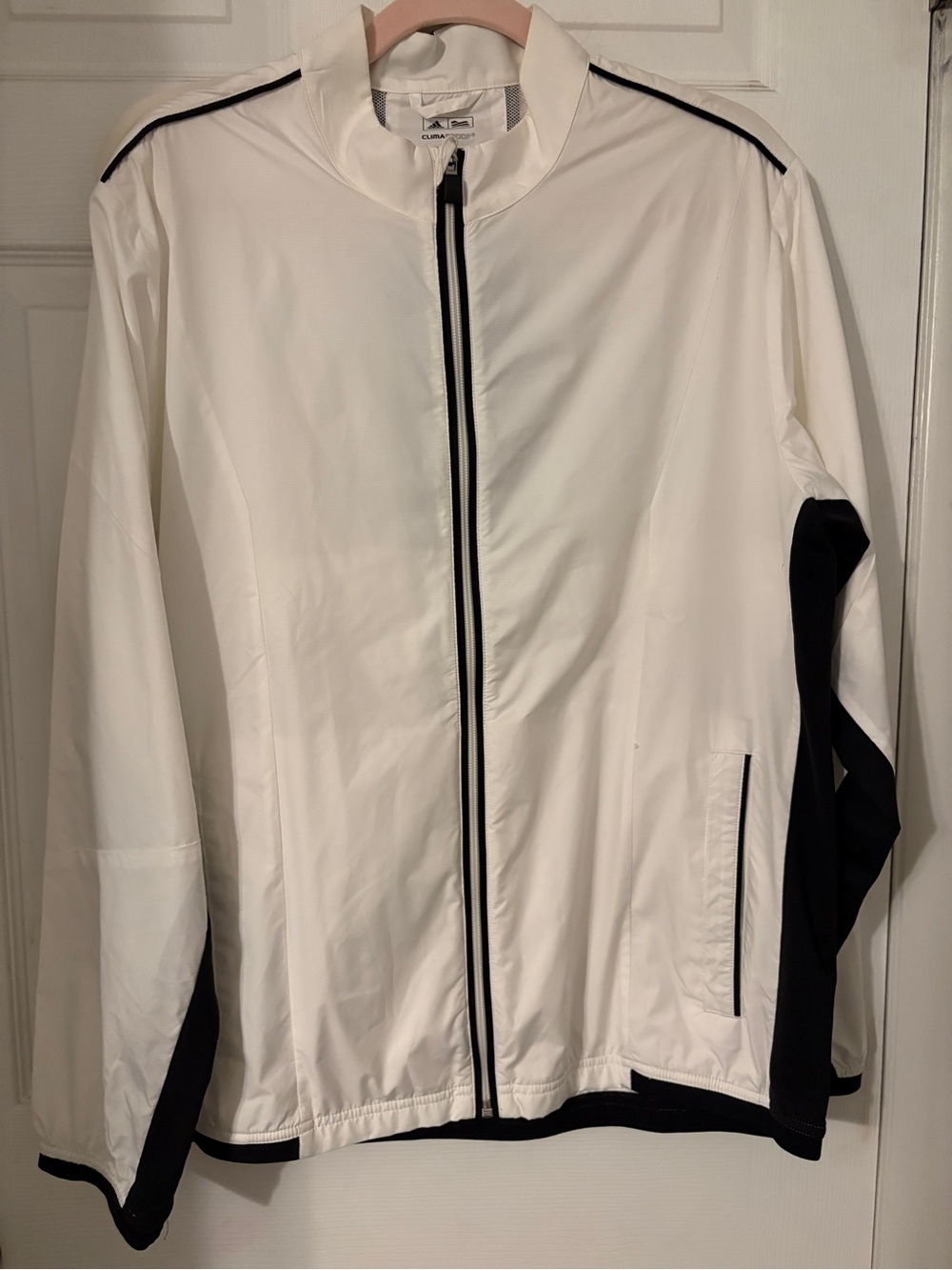 adidas Men's White Lightweight Track Jacket with Black Trim